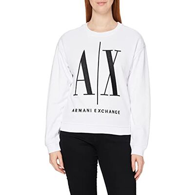 Armani Exchange Damen Icon Project Sweat Sweatshirt, Weiß, S Armani Exchange Damen Icon Project Sweat Sweatshirt, Weiß, S