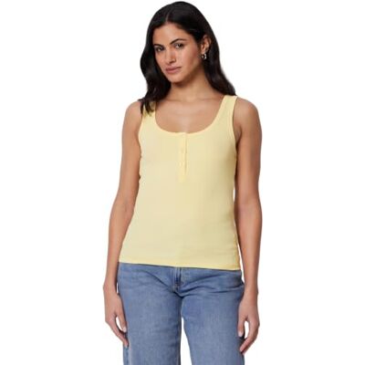 Amazon Damen Geripptes Ripp-Tanktop Henley aus Baumwolle, Pastellgelb., XXL Amazon Damen Geripptes Ripp-Tanktop Henley aus Baumwolle, Pastellgelb., XXL