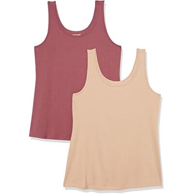 Amazon Damen Tank Top aus Baumwolle-Modal in Großen Größen, 2er-Pack, Beige/Himbeerrot, 6XL Große Größen Amazon Damen Tank Top aus Baumwolle-Modal in Großen Größen, 2er-Pack, Beige/Himbeerrot, 6XL Große Größen