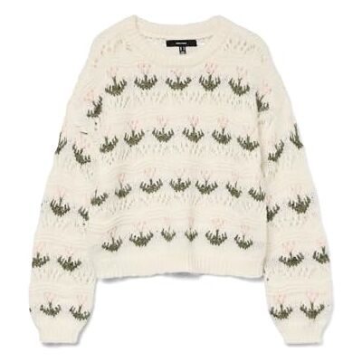 VERO MODA Damen Vmidelle Ls O-Neck Pullover, Birch, L VERO MODA Damen Vmidelle Ls O-Neck Pullover, Birch, L