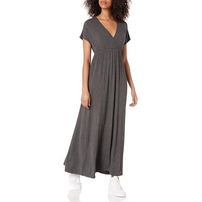 Amazon Damen Tailliertes Maxikleid (erhältlich in Übergröße), Dunkelgrau Meliert, S Amazon Damen Tailliertes Maxikleid (erhältlich in Übergröße), Dunkelgrau Meliert, S