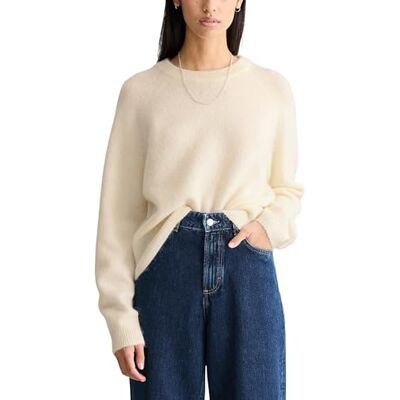 Marc O' Polo Marc OߴPolo Denim Damen Pullover mit Rundhalsausschnitt Relaxed Fit, Weiß (White Blush), XS Marc O' Polo Marc OߴPolo Denim Damen Pullover mit Rundhalsausschnitt Relaxed Fit, Weiß (White Blush), XS