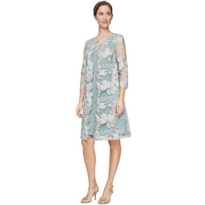 Alex Damen Short Embroidered Jacket Dress, Perfect for Wedding Guest, Formal Events (Petite and Regular Sizes) Kleid für besondere Anlässe, Eissalbei, 46 Alex Damen Short Embroidered Jacket Dress, Perfect for Wedding Guest, Formal Events (Petite and Regular Sizes) Kleid für besondere Anlässe, Eissalbei, 46