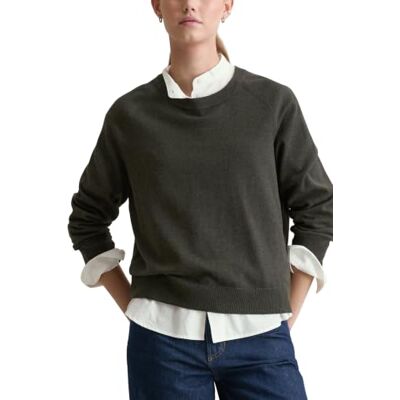 Marc O' Polo Marc OߴPolo Denim Damen Strickpullover mit Rundhalsausschnitt Basic, Grün (Dark Green Melange 03), S Marc O' Polo Marc OߴPolo Denim Damen Strickpullover mit Rundhalsausschnitt Basic, Grün (Dark Green Melange 03), S