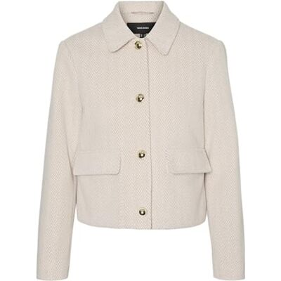 VERO MODA Damen VMPATTY Short Jacket Boo Jacke, Silver Mink/Detail:Melange, M VERO MODA Damen VMPATTY Short Jacket Boo Jacke, Silver Mink/Detail:Melange, M