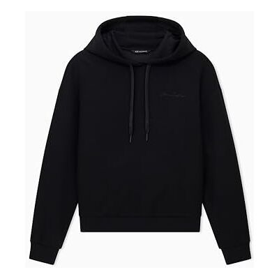 Armani Exchange Damen Essential Embroidered Logo Signature Hooded Sweatshirt, Schwarz, M Armani Exchange Damen Essential Embroidered Logo Signature Hooded Sweatshirt, Schwarz, M
