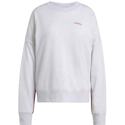 Adidas Women's Seasonal Essentials Colorpop Sweatshirt with Embroidered Graphic, Light Grey Heather/Active Maroon, XS Adidas Women's Seasonal Essentials Colorpop Sweatshirt with Embroidered Graphic, Light Grey Heather/Active Maroon, XS