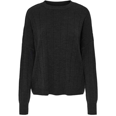 ONLY Damen Onltess Ls O-Neck KNT Pullover, Dark Grey Melange, M ONLY Damen Onltess Ls O-Neck KNT Pullover, Dark Grey Melange, M
