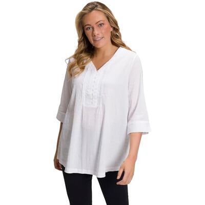Ulla Popken Damen große Größen Übergrößen Plus Size Tunika, Bubble Qualität, 3/4-Ärmel schneeweiß 46+ 797450200-46+ Ulla Popken Damen große Größen Übergrößen Plus Size Tunika, Bubble Qualität, 3/4-Ärmel schneeweiß 46+ 797450200-46+
