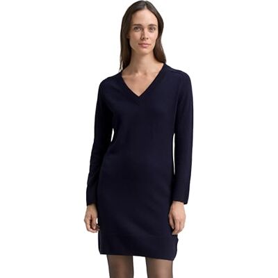 TOM TAILOR Damen 1049139 Strickkleid Mit Kaschmir-Anteil, 13160 Knitted Navy Melange, 38 EU TOM TAILOR Damen 1049139 Strickkleid Mit Kaschmir-Anteil, 13160 Knitted Navy Melange, 38 EU