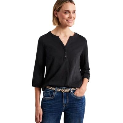 Street One 3/4-Arm Shirt mit Split Neck und Knöpfen Black 36 Street One 3/4-Arm Shirt mit Split Neck und Knöpfen Black 36