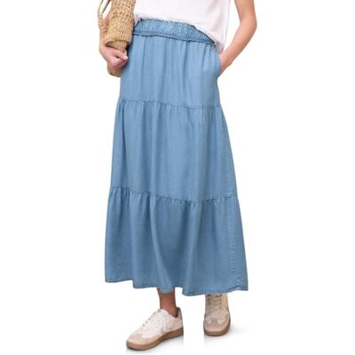 Street One Studio Maxi-Rock mit Paperbagbund Light Blue Soft wash 44 Street One Studio Maxi-Rock mit Paperbagbund Light Blue Soft wash 44