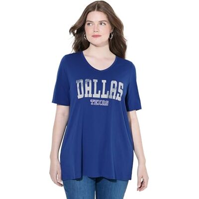 Ulla Popken Damen große Größen Übergrößen Plus Size T-Shirt, Schriftdruck, A-Linie, Rundhals, Halbarm dunkelblau 42+ 840855743-42+ Ulla Popken Damen große Größen Übergrößen Plus Size T-Shirt, Schriftdruck, A-Linie, Rundhals, Halbarm dunkelblau 42+ 840855743-42+