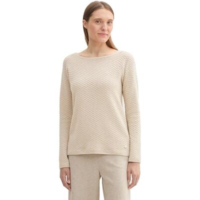 TOM TAILOR Damen Pullover mit Struktur,25955 Dusty beige Melange, XL TOM TAILOR Damen Pullover mit Struktur,25955 Dusty beige Melange, XL