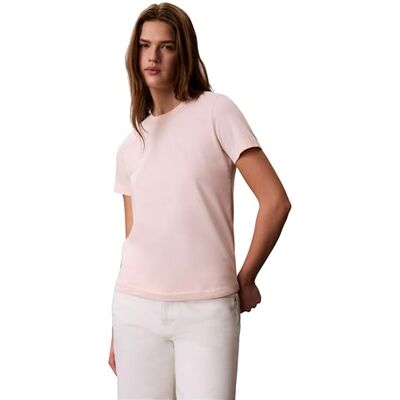 Calvin Damen T-Shirt Kurzarm Archive Jersey Tee mit Rundhalsausschnitt, Rosa (Mangano Calcite), XS Calvin Damen T-Shirt Kurzarm Archive Jersey Tee mit Rundhalsausschnitt, Rosa (Mangano Calcite), XS