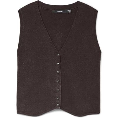 VERO MODA Damen Vmgold Sl V-Neck Vest, Chocolate Torte, S VERO MODA Damen Vmgold Sl V-Neck Vest, Chocolate Torte, S
