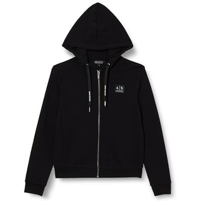 Armani Exchange Damen Sustainable, Black Edition, Zip Closure Hooded Sweatshirt, Schwarz, M EU Armani Exchange Damen Sustainable, Black Edition, Zip Closure Hooded Sweatshirt, Schwarz, M EU