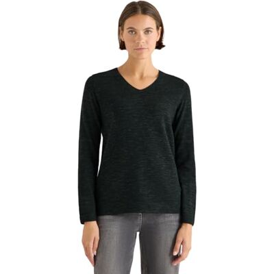 Cecil V-Neck Pullover Ink Green Heather Melange S Cecil V-Neck Pullover Ink Green Heather Melange S