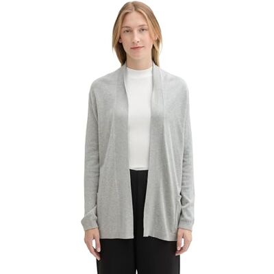 TOM TAILOR Damen Basic Cardigan Strickjacke,21373 medium Silver Grey Melange, XXL TOM TAILOR Damen Basic Cardigan Strickjacke,21373 medium Silver Grey Melange, XXL