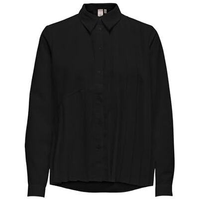 ONLY Damen ONLWILLOW LS Plisse Shirt WVN Hemd, Black, Large ONLY Damen ONLWILLOW LS Plisse Shirt WVN Hemd, Black, Large