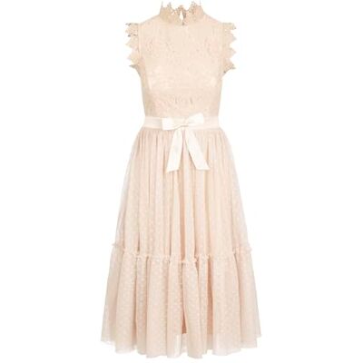 ApartFashion APART Spitzenkleid mit Tüllrock aus Spitze und gepunktetem Tüll ApartFashion APART Spitzenkleid mit Tüllrock aus Spitze und gepunktetem Tüll