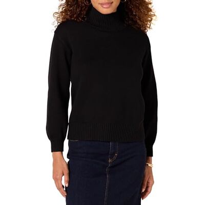 Amazon Damen Pullover mit Trichterkragen aus Baumwolle (Erhältlich in Übergröße), Schwarz, Größe M Amazon Damen Pullover mit Trichterkragen aus Baumwolle (Erhältlich in Übergröße), Schwarz, Größe M