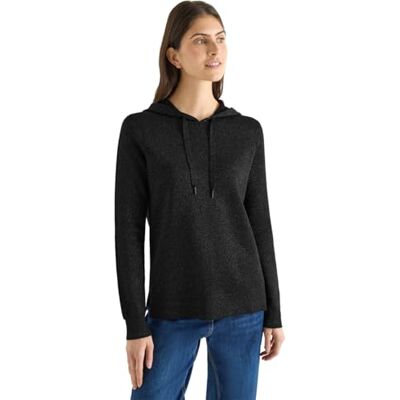 Cecil Jacquard Hoodie mit Glitzer Black S Cecil Jacquard Hoodie mit Glitzer Black S