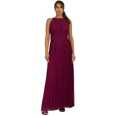 Apart Damen Chiffon Langes Abendkleid, Rundhalsausschnitt, ärmelloses Design, Partykleid mit Taillengürtel, leichtes &bequemes Hochzeitsgäste Kleid, perfekt für lässige und formelle Anlässe, Beere Apart Damen Chiffon Langes Abendkleid, Rundhalsausschnitt, ärmelloses Design, Partykleid mit Taillengürtel, leichtes &bequemes Hochzeitsgäste Kleid, perfekt für lässige und formelle Anlässe, Beere