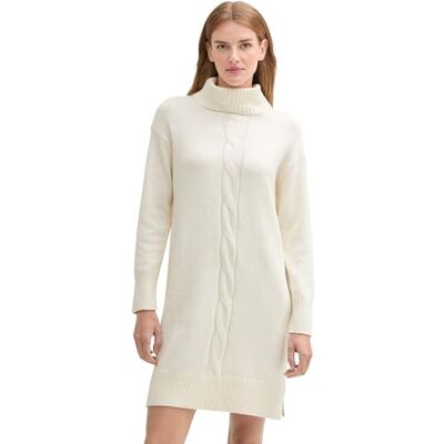 TOM TAILOR Damen Strickkleid mit Zopfmuster, 17573 Soft Beige Melange, 46 TOM TAILOR Damen Strickkleid mit Zopfmuster, 17573 Soft Beige Melange, 46