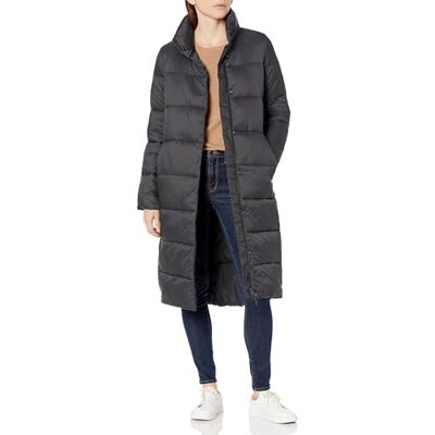 Amazon Damen Leichter, Wasserabweisender Langer Steppmantel in Cocoon-Form mit Durchgehendem Reißverschluss, Dunkelgrau, M Amazon Damen Leichter, Wasserabweisender Langer Steppmantel in Cocoon-Form mit Durchgehendem Reißverschluss, Dunkelgrau, M