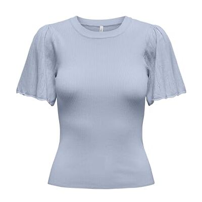 ONLY Damen Onlanjelica Ss Detail O-Neck KNT, Soft Chambray, Small ONLY Damen Onlanjelica Ss Detail O-Neck KNT, Soft Chambray, Small