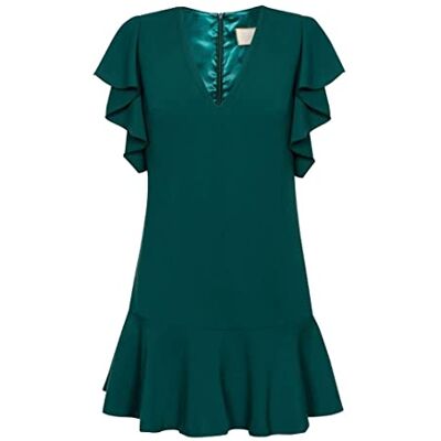 Swing Fashion Women's Megan Damen Cocktailkleid Festliches Partykleid Sommerkleid Abendkleid Rüschen Freizeitkleid Minikleid Elegantes Kleid V-Ausschnitt Kurzarm Dunkelgrün 42, XL Swing Fashion Women's Megan Damen Cocktailkleid Festliches Partykleid Sommerkleid Abendkleid Rüschen Freizeitkleid Minikleid Elegantes Kleid V-Ausschnitt Kurzarm Dunkelgrün 42, XL