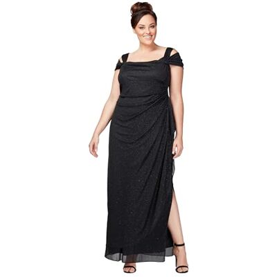 Alex Evenings Damen Langes Schulterfreies, Mutter der Braut Kleid fr besondere Anlsse, Schwarz Glitter, 46 Mehr Alex Evenings Damen Langes Schulterfreies, Mutter der Braut Kleid fr besondere Anlsse, Schwarz Glitter, 46 Mehr
