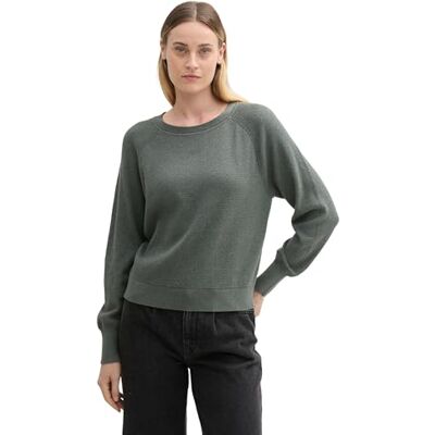 TOM TAILOR Damen Strickpullover aus Bio-Baumwolle, 24775 Pale Bark Green Melange, XXL TOM TAILOR Damen Strickpullover aus Bio-Baumwolle, 24775 Pale Bark Green Melange, XXL