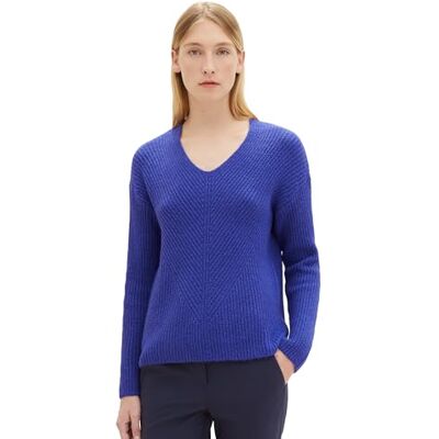 TOM TAILOR Damen Basic Pullover mit V-Ausschnitt TOM TAILOR Damen Basic Pullover mit V-Ausschnitt
