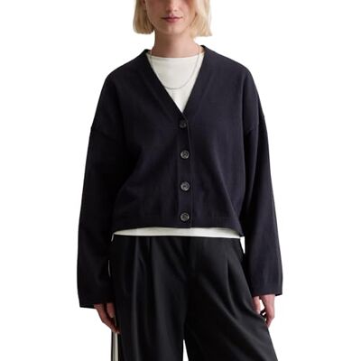 Marc O' Polo Marc OߴPolo Denim Damen Cardigan mit V-Ausschnitt Relaxed Fit, Blau (Dark Blue Melange 02), XS Marc O' Polo Marc OߴPolo Denim Damen Cardigan mit V-Ausschnitt Relaxed Fit, Blau (Dark Blue Melange 02), XS
