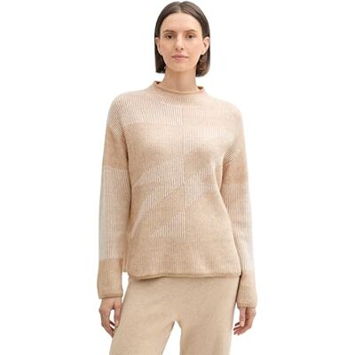 TOM TAILOR Damen RIPP Strickpullover mit Muster, 37006 Beige Plaited Structure Knit, XL TOM TAILOR Damen RIPP Strickpullover mit Muster, 37006 Beige Plaited Structure Knit, XL