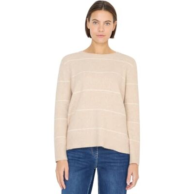 Cecil Gestreifter Strukturpullover Desert beige Melange L Cecil Gestreifter Strukturpullover Desert beige Melange L