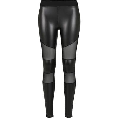 Urban Classics Damen Ladies Tech Mesh Faux Leather Leggings, Black, 4XL Urban Classics Damen Ladies Tech Mesh Faux Leather Leggings, Black, 4XL