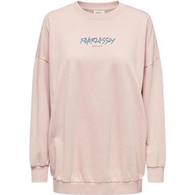 ONLY Damen Onllucinda L/S Autentic O-Neck SWT Sweatshirt, Silver Pink/Print:Fearless Ranch, 36 ONLY Damen Onllucinda L/S Autentic O-Neck SWT Sweatshirt, Silver Pink/Print:Fearless Ranch, 36