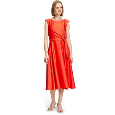 Vera Mont Damen Cocktailkleid mit Bindegürtel, Hot Red 4077, 42 Vera Mont Damen Cocktailkleid mit Bindegürtel, Hot Red 4077, 42