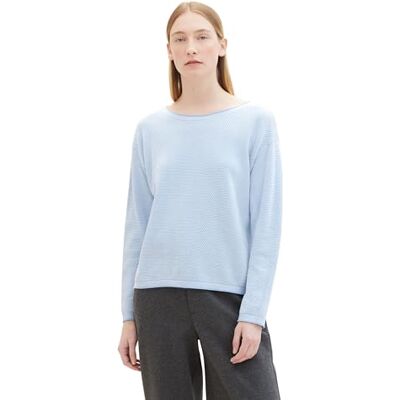 TOM TAILOR Damen Strickpullover aus Bio-Baumwolle, 34916 Blue Bubble Structure, XXS TOM TAILOR Damen Strickpullover aus Bio-Baumwolle, 34916 Blue Bubble Structure, XXS