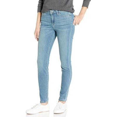 Amazon Damen Elastische Skinny-Jeans Mittelhoher Bund Auslaufmodell, Hellblau Gebleicht, 42 Lang Amazon Damen Elastische Skinny-Jeans Mittelhoher Bund Auslaufmodell, Hellblau Gebleicht, 42 Lang