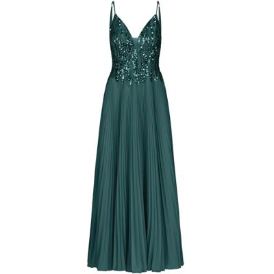 Apart Damen Abendkleid, Besticktes Spitzen & Chiffon Kleid, tiefer V-Ausschnitt, ärmelloses Maxikleid, verstellbare Träger, plissierter Langer Rock, formelle Party, & Brautjungfernkleid Apart Damen Abendkleid, Besticktes Spitzen & Chiffon Kleid, tiefer V-Ausschnitt, ärmelloses Maxikleid, verstellbare Träger, plissierter Langer Rock, formelle Party, & Brautjungfernkleid