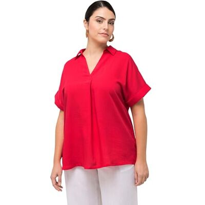 Ulla Popken Damen große Größen Übergrößen Plus Size Bluse, Rücken-Knöpfe, Oversized, Zierfalte, Halbarm Ulla Popken Damen große Größen Übergrößen Plus Size Bluse, Rücken-Knöpfe, Oversized, Zierfalte, Halbarm