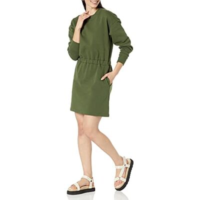 Amazon Damen Langärmliges Sweatshirtkleid, Dunkles Olivgrün, L Amazon Damen Langärmliges Sweatshirtkleid, Dunkles Olivgrün, L