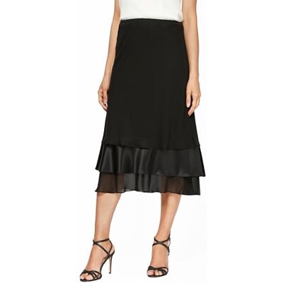 Alex Damen Midi Length Formal Skirt (Reg and Petite) Rock, Schwarze Ebene, Groß Alex Damen Midi Length Formal Skirt (Reg and Petite) Rock, Schwarze Ebene, Groß
