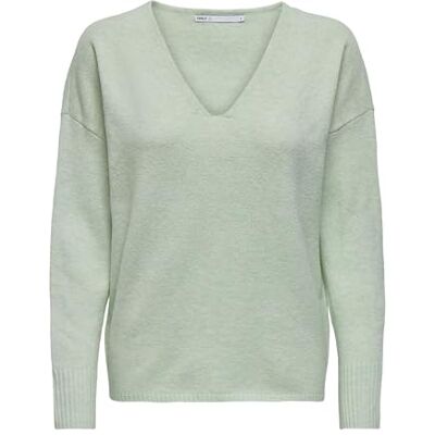 ONLY Damen Onlrica Life L/S V-Neck KNT Noos Pullover, Subtle Green/Detail:Melange,S ONLY Damen Onlrica Life L/S V-Neck KNT Noos Pullover, Subtle Green/Detail:Melange,S