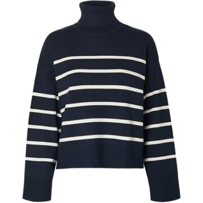 SELECTED FEMME Damen Slfkamma Ls Knit Roll Neck Noos, Dark Sapphire, L EU SELECTED FEMME Damen Slfkamma Ls Knit Roll Neck Noos, Dark Sapphire, L EU