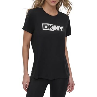 DKNY ,T-Shirt,Two Tone LG C-NK Tee,Black,XL DKNY ,T-Shirt,Two Tone LG C-NK Tee,Black,XL
